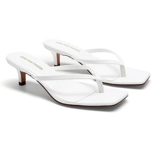 image:imageDREAM PAIRS Kitten Heels for Women Flip Flop Low Heels Square Open Toe Sandals Thong 197 Inch Heeled Sandals for Summer VacationWhite