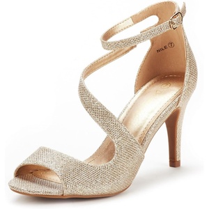 image:imageDREAM PAIRS Womens NILE Strappy Stiletto Heels Open Toe Ankle Strap Dress SandalsGoldGlitter