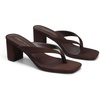 image:imageDREAM PAIRS Dress Summer Travel Chunky Heel Sandals Square Open Toe Slip On Flip Flop Heels Comfortable Thong Elgeant Sandals for Women Walking 2026Dark Brown