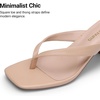 image:imageDREAM PAIRS Dress Summer Travel Chunky Heel Sandals Square Open Toe Slip On Flip Flop Heels Comfortable Thong Elgeant Sandals for Women Walking 2026Nude
