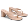 image:imageDREAM PAIRS Dress Summer Travel Chunky Heel Sandals Square Open Toe Slip On Flip Flop Heels Comfortable Thong Elgeant Sandals for Women Walking 2026Nude
