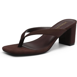image:imageDREAM PAIRS Dress Summer Travel Chunky Heel Sandals Square Open Toe Slip On Flip Flop Heels Comfortable Thong Elgeant Sandals for Women Walking 2026Dark Brown
