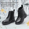 image:imageDREAM PAIRS Boys Girls Side Zipper Combat Ankle BootsToddlerLittle Kid  Waterresistant easyclean upper keeps dry Side zip for quick on off Good grip on wet ground Soft warm lining Stylish confideBlackPu