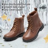 image:imageDREAM PAIRS Boys Girls Side Zipper Combat Ankle BootsToddlerLittle Kid  Waterresistant easyclean upper keeps dry Side zip for quick on off Good grip on wet ground Soft warm lining Stylish confideBrownPu