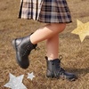 image:imageDREAM PAIRS Boys Girls Side Zipper Combat Ankle BootsToddlerLittle Kid  Waterresistant easyclean upper keeps dry Side zip for quick on off Good grip on wet ground Soft warm lining Stylish confideBlackPu
