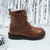 image:imageDREAM PAIRS Boys Girls Side Zipper Combat Ankle BootsToddlerLittle Kid  Waterresistant easyclean upper keeps dry Side zip for quick on off Good grip on wet ground Soft warm lining Stylish confideBrownPu