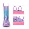 image:imageDREAM PAIRS Kids Glitter Rain Boots  WaterproofEasyon handlesLightweightNonSlip soleRain puddle outdoor playGirls Boys ToddlerPurplePinkBlue