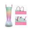 image:imageDREAM PAIRS Kids Glitter Rain Boots  WaterproofEasyon handlesLightweightNonSlip soleRain puddle outdoor playGirls Boys ToddlerRainbow