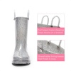 image:imageDREAM PAIRS Kids Glitter Rain Boots  WaterproofEasyon handlesLightweightNonSlip soleRain puddle outdoor playGirls Boys ToddlerSilver