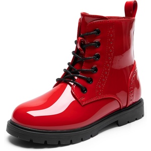 image:imageDREAM PAIRS Boys Girls Side Zipper Combat Ankle BootsToddlerLittle Kid  Waterresistant easyclean upper keeps dry Side zip for quick on off Good grip on wet ground Soft warm lining Stylish confideRed