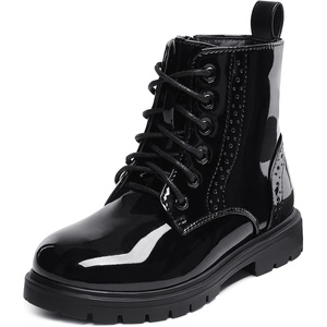 image:imageDREAM PAIRS Boys Girls Side Zipper Combat Ankle BootsToddlerLittle Kid  Waterresistant easyclean upper keeps dry Side zip for quick on off Good grip on wet ground Soft warm lining Stylish confideBlack
