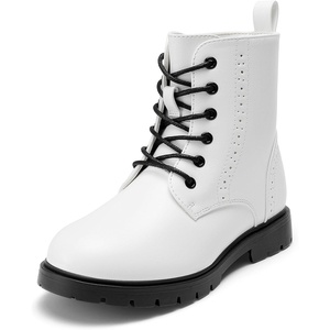 image:imageDREAM PAIRS Boys Girls Side Zipper Combat Ankle BootsToddlerLittle Kid  Waterresistant easyclean upper keeps dry Side zip for quick on off Good grip on wet ground Soft warm lining Stylish confideWhite