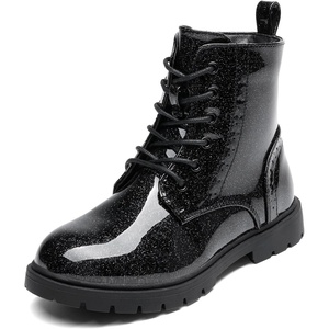 image:imageDREAM PAIRS Boys Girls Side Zipper Combat Ankle BootsToddlerLittle Kid  Waterresistant easyclean upper keeps dry Side zip for quick on off Good grip on wet ground Soft warm lining Stylish confideAll Black