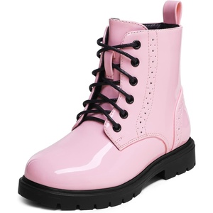 image:imageDREAM PAIRS Boys Girls Side Zipper Combat Ankle BootsToddlerLittle Kid  Waterresistant easyclean upper keeps dry Side zip for quick on off Good grip on wet ground Soft warm lining Stylish confidePink