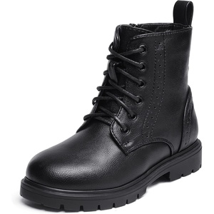 image:imageDREAM PAIRS Boys Girls Side Zipper Combat Ankle BootsToddlerLittle Kid  Waterresistant easyclean upper keeps dry Side zip for quick on off Good grip on wet ground Soft warm lining Stylish confideBlackPu