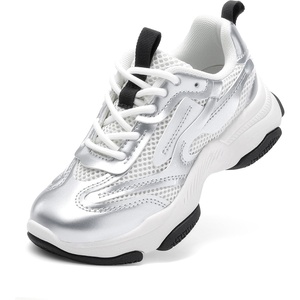 image:imageDREAM PAIRS Kids Girls Sneakers Jelly Sole Lace up Shoes Lightweight Walking Shoes for Girls BoysSilver