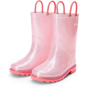 image:imageDREAM PAIRS Kids Glitter Rain Boots  WaterproofEasyon handlesLightweightNonSlip soleRain puddle outdoor playGirls Boys ToddlerPink