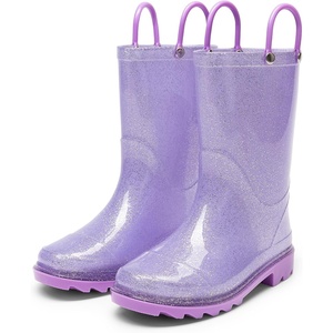 image:imageDREAM PAIRS Kids Glitter Rain Boots  WaterproofEasyon handlesLightweightNonSlip soleRain puddle outdoor playGirls Boys ToddlerPurple