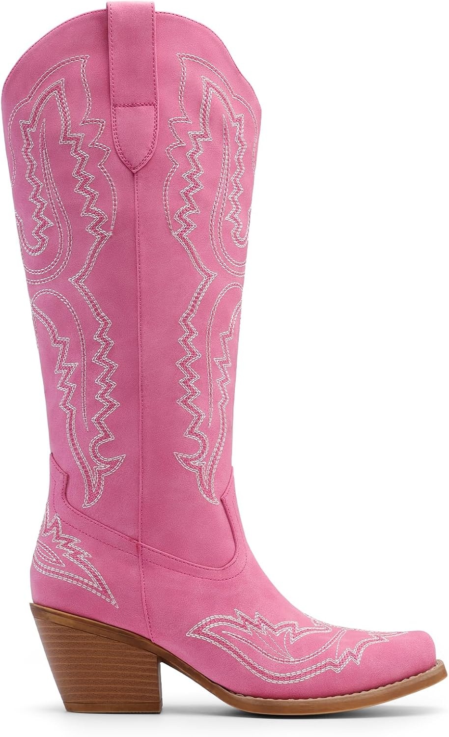image:imageDREAM PAIRS Cowboy Boots for Women Knee High Cowgirl Boots Vintage Classic Country Style Western Retro Embroidered Side Zipper Comfort Tall Boots for Concert PartyHot Pink