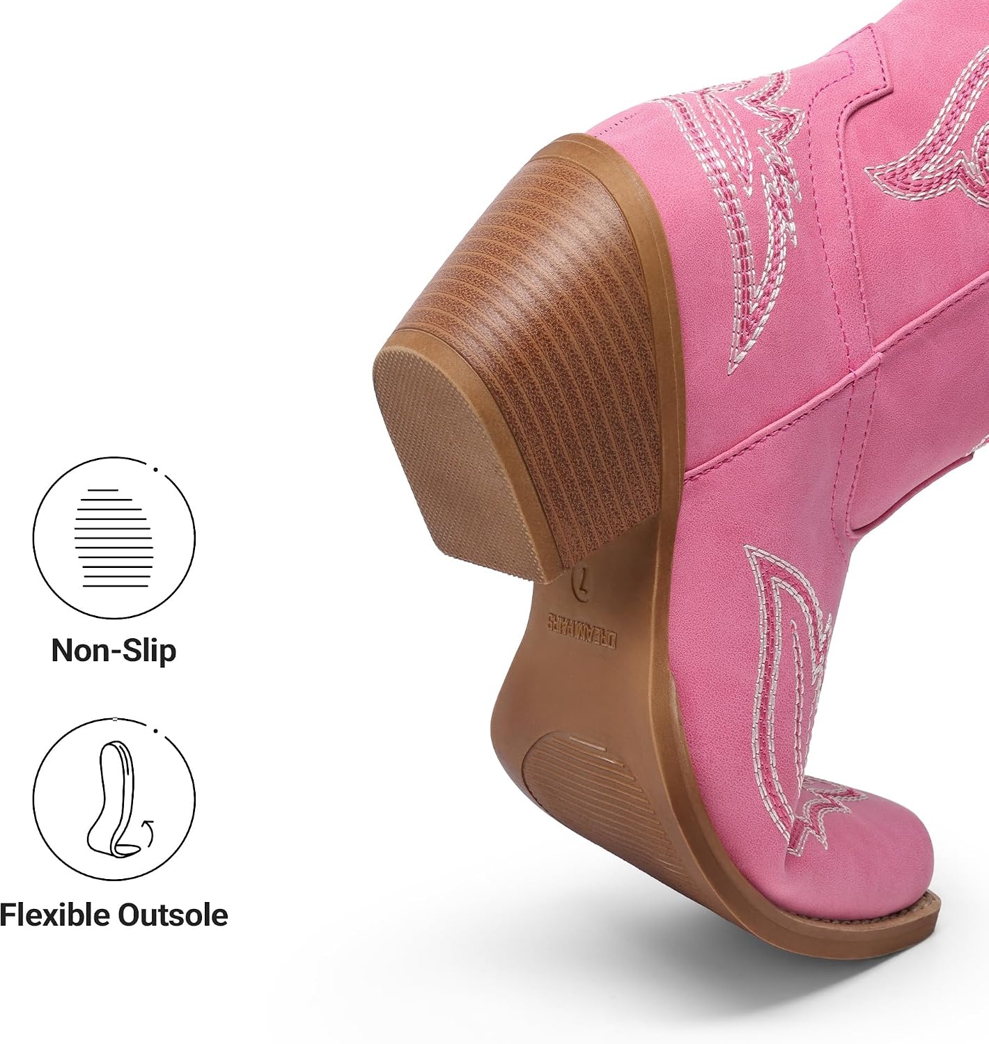 image:imageDREAM PAIRS Cowboy Boots for Women Knee High Cowgirl Boots Vintage Classic Country Style Western Retro Embroidered Side Zipper Comfort Tall Boots for Concert PartyHot Pink