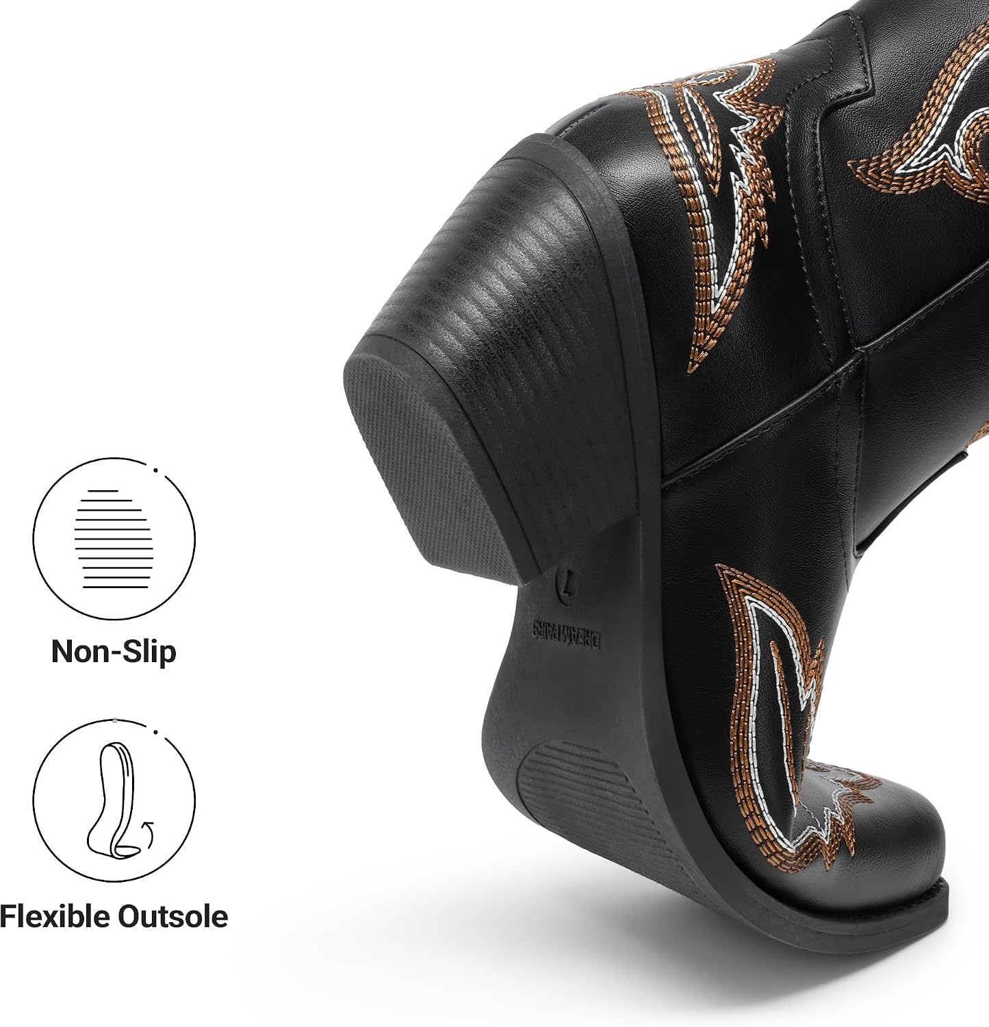 image:imageDREAM PAIRS Cowboy Boots for Women Knee High Cowgirl Boots Vintage Classic Country Style Western Retro Embroidered Side Zipper Comfort Tall Boots for Concert PartyBlack