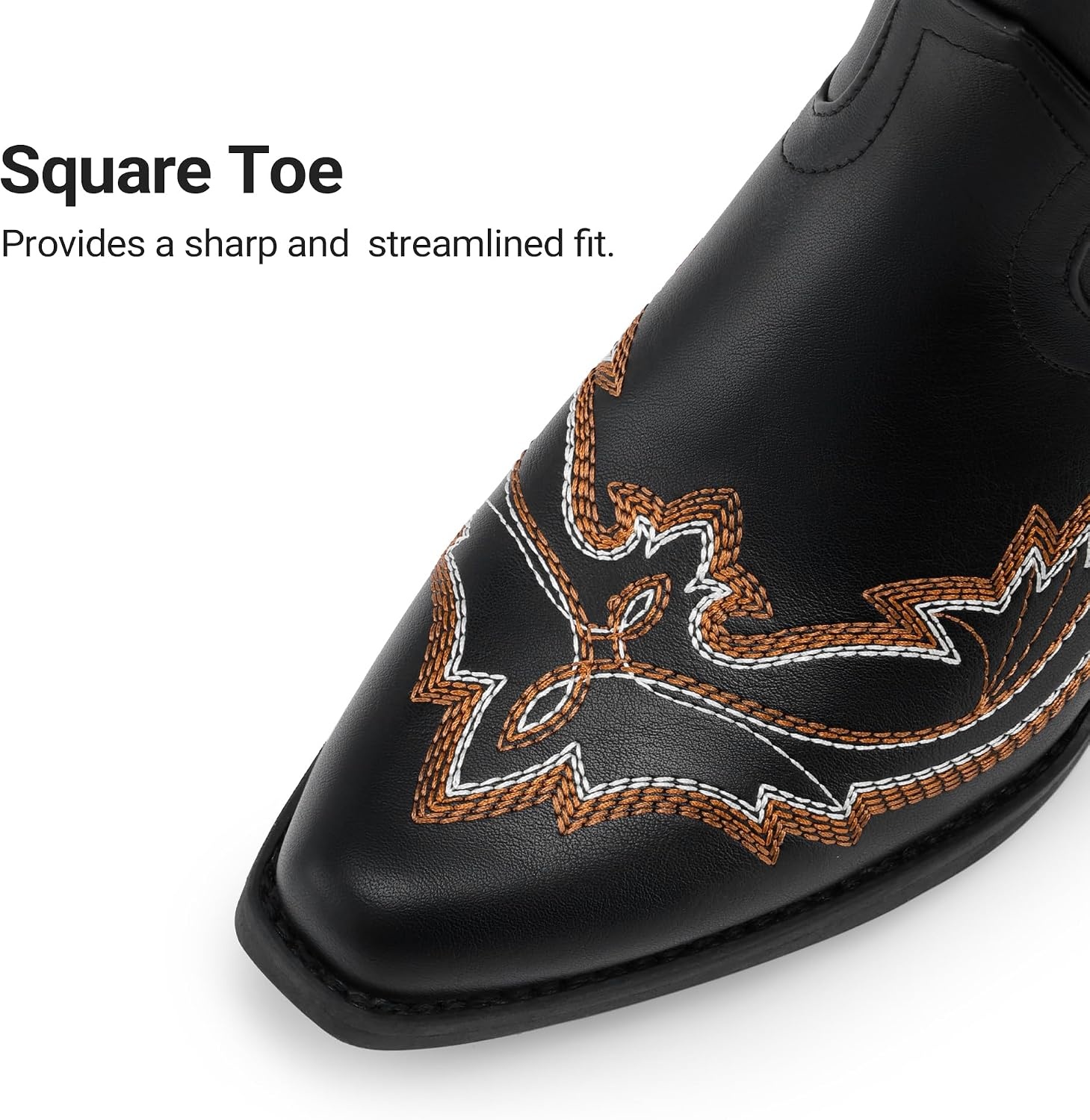 image:imageDREAM PAIRS Cowboy Boots for Women Knee High Cowgirl Boots Vintage Classic Country Style Western Retro Embroidered Side Zipper Comfort Tall Boots for Concert PartyBlack