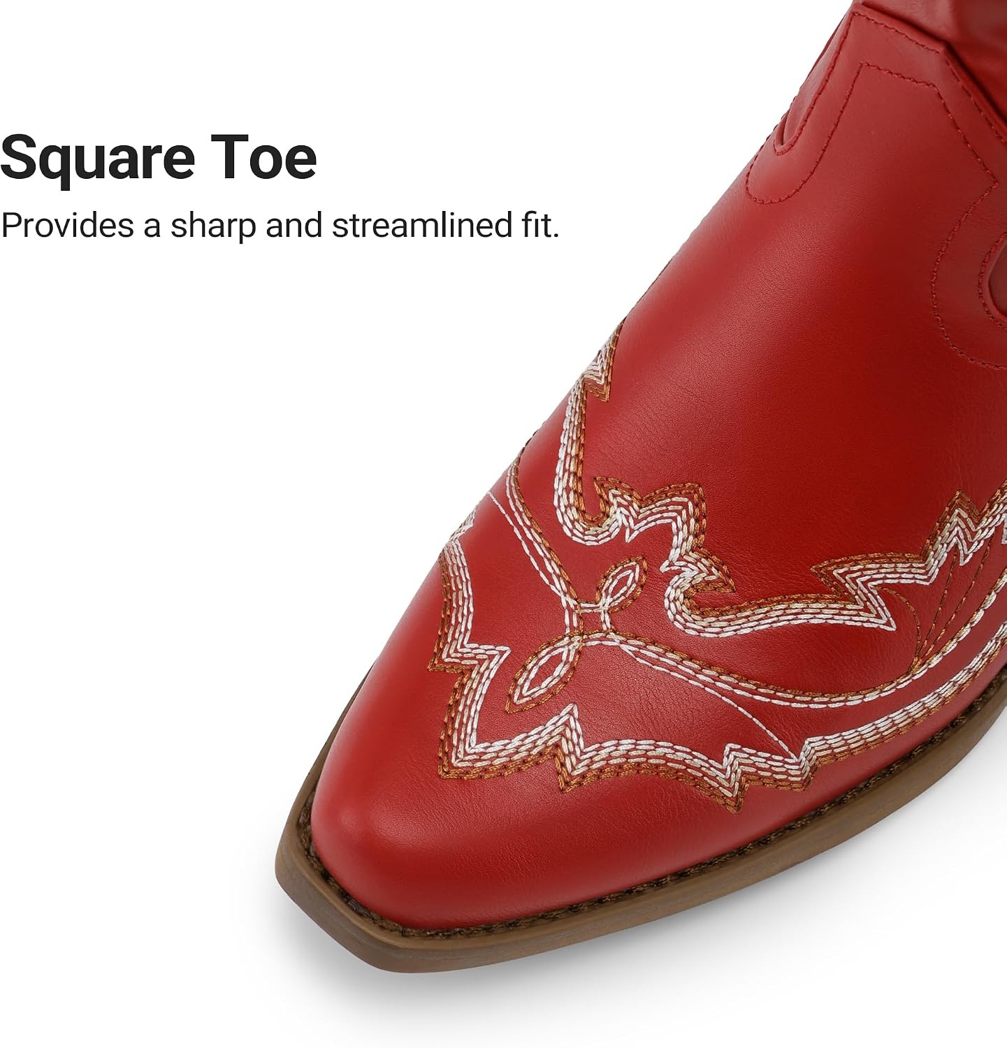image:imageDREAM PAIRS Cowboy Boots for Women Knee High Cowgirl Boots Vintage Classic Country Style Western Retro Embroidered Side Zipper Comfort Tall Boots for Concert PartyRed