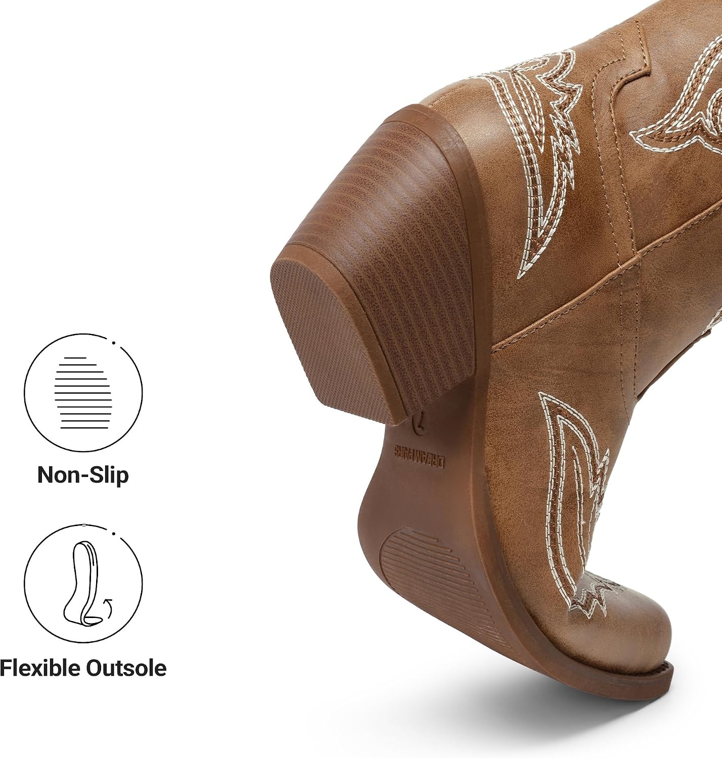 image:imageDREAM PAIRS Cowboy Boots for Women Knee High Cowgirl Boots Vintage Classic Country Style Western Retro Embroidered Side Zipper Comfort Tall Boots for Concert PartyBrown