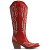 image:imageDREAM PAIRS Cowboy Boots for Women Knee High Cowgirl Boots Vintage Classic Country Style Western Retro Embroidered Side Zipper Comfort Tall Boots for Concert PartyRed