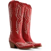 image:imageDREAM PAIRS Cowboy Boots for Women Knee High Cowgirl Boots Vintage Classic Country Style Western Retro Embroidered Side Zipper Comfort Tall Boots for Concert PartyRed