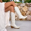 image:imageDREAM PAIRS Cowboy Boots for Women Knee High Cowgirl Boots Vintage Classic Country Style Western Retro Embroidered Side Zipper Comfort Tall Boots for Concert PartyWhite