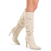 image:imageDREAM PAIRS Knee High Boots for Women Pointed Toe Stiletto High Heel Slouchy Suede with Side Zipper Tall Fashion BootsBeigesuede