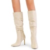 image:imageDREAM PAIRS Knee High Boots for Women Pointed Toe Stiletto High Heel Slouchy Suede with Side Zipper Tall Fashion BootsBeigesuede