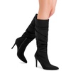 image:imageDREAM PAIRS Knee High Boots for Women Pointed Toe Stiletto High Heel Slouchy Suede with Side Zipper Tall Fashion BootsBlacksuede