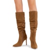 image:imageDREAM PAIRS Knee High Boots for Women Pointed Toe Stiletto High Heel Slouchy Suede with Side Zipper Tall Fashion BootsBrownsuede