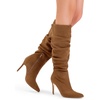 image:imageDREAM PAIRS Knee High Boots for Women Pointed Toe Stiletto High Heel Slouchy Suede with Side Zipper Tall Fashion BootsBrownsuede