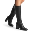 image:imageDREAM PAIRS Knee High Boots for Women Square Toe Gogo Chunky Heel Tall Boot Fashion Side Zipper Long BootBlackpu