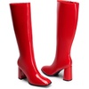 image:imageDREAM PAIRS Knee High Boots for Women Square Toe Gogo Chunky Heel Tall Boot Fashion Side Zipper Long BootRedpat