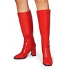image:imageDREAM PAIRS Knee High Boots for Women Square Toe Gogo Chunky Heel Tall Boot Fashion Side Zipper Long BootRedpat