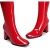 image:imageDREAM PAIRS Knee High Boots for Women Square Toe Gogo Chunky Heel Tall Boot Fashion Side Zipper Long BootRedpat