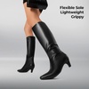 image:imageDREAM PAIRS Women Knee High Boots 2 Inch Kitten Heel Fashion Square Toe Long BootsBlack