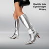 image:imageDREAM PAIRS Women Knee High Boots 2 Inch Kitten Heel Fashion Square Toe Long BootsSilver