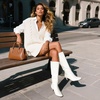 image:imageDREAM PAIRS Women Knee High Boots 2 Inch Kitten Heel Fashion Square Toe Long BootsWhite