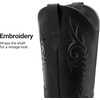 image:imageDREAM PAIRS Womens Cowboy Boots Knee High Western Retro Embroidered Cowgirl Boots Comfortable Square Toe Tall BootsBlack