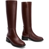 image:imageDREAM PAIRS Womens Knee High Boots  Square Toe Low Block Heel Casual Comfort Riding Long Boots with Side ZipperBrown
