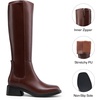 image:imageDREAM PAIRS Womens Knee High Boots  Square Toe Low Block Heel Casual Comfort Riding Long Boots with Side ZipperBrown
