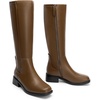 image:imageDREAM PAIRS Womens Knee High Boots  Square Toe Low Block Heel Casual Comfort Riding Long Boots with Side ZipperKhaki