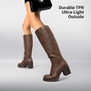 image:imageDREAM PAIRS Womens Knee High Boots Chunky Platform Heel Round Toe Boots for Women Side Zipper Stylish Comfortable Tall BootsDark Brown