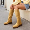 image:imageDREAM PAIRS Womens Knee High Boots Pullon Tall Shaft with Western Stitching Vintage Style Comfortable Square Toe Boots for WomenYellow