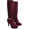 image:imageDREAM PAIRS Womens Knee High Platform Heel BootsBurgundy